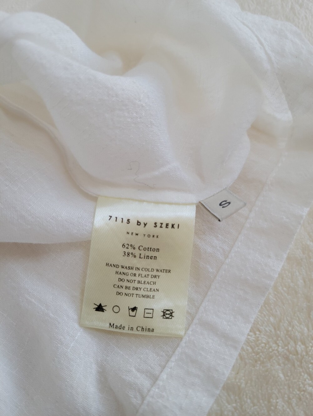 7115 by Szeki White Pleated Crop Top Linen-Cotton Blend Peplum Minimalist Blouse - Picture 9 of 9